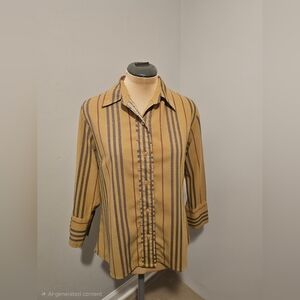 Milano Women's Tan and Gray Striped Shirt